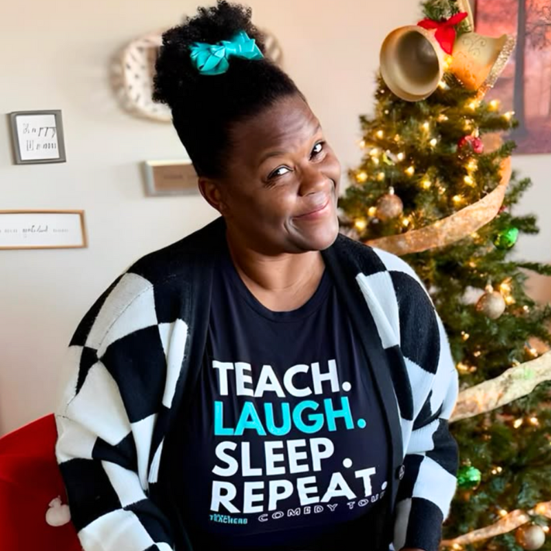 Teach Laugh Sleep Repeat T-Shirt - Black