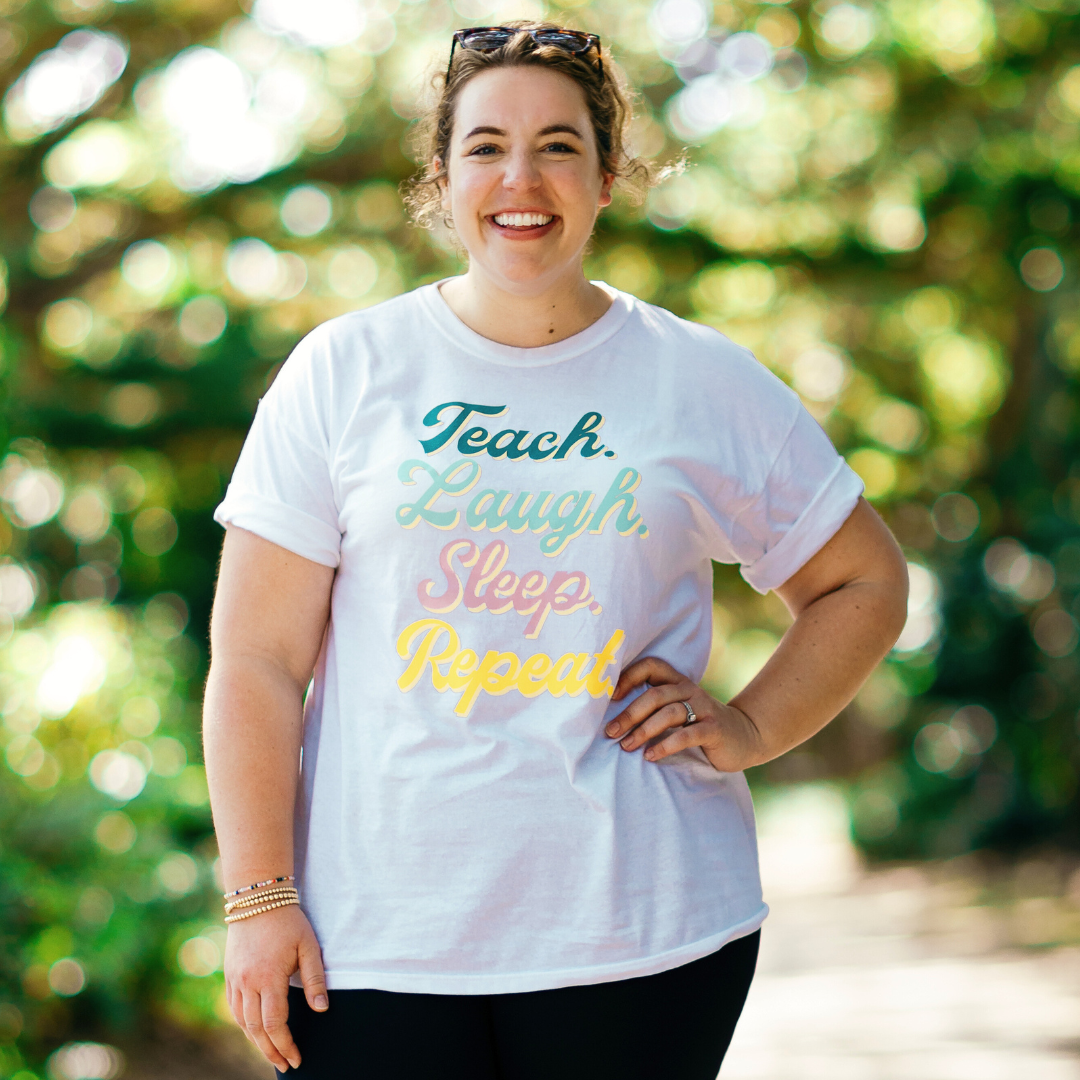 Teach. Laugh. Sleep. Repeat. T-Shirt - White