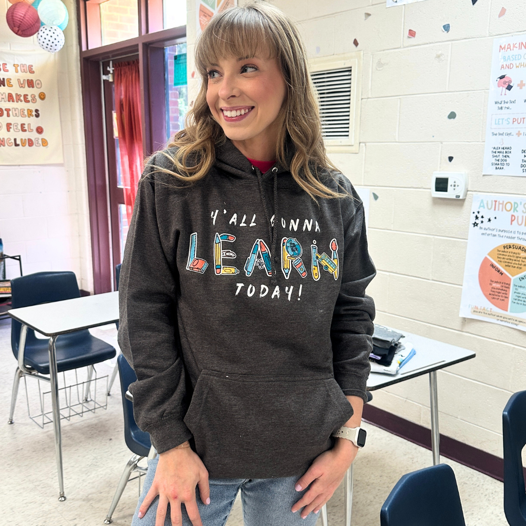 Y'all Gonna Learn Today Pullover Hoodie - Charcoal Grey
